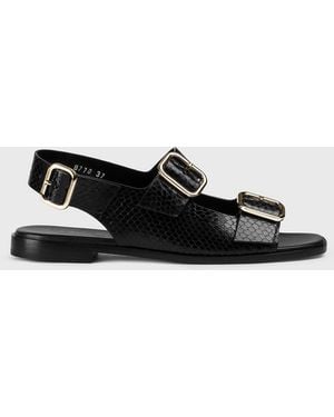 Doucal's Python Print Leather Sandals - White