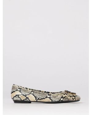 Pinko Love Birds Python Print Leather Ballerinas - White