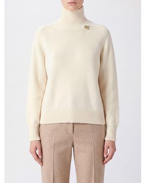 Fabiana Filippi Virgin Wool Turtleneck Jumper With Metal Detail - Natural