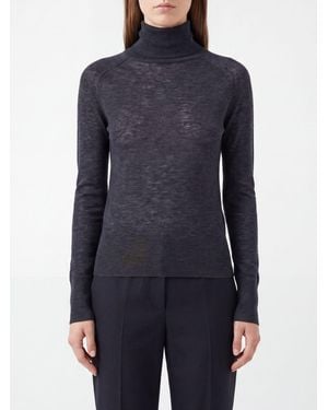 JOSEPH Pull À Col Roulé Slim Fit En 100% Cachemire Avec Finitions Côtelées - Bleu