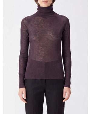 JOSEPH Slim Fit Sheer 100% Cashmere Turtleneck Jumper - Purple