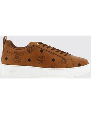 MCM Baskets En Coton Enduit Avec Logo Imprimé - Marron