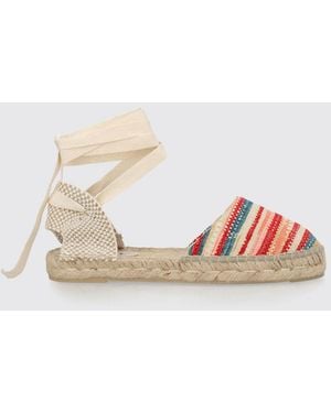 Manebí Valenciana Striped Cotton Espadrilles With Ankle Ties - Pink