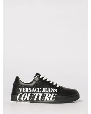 Versace Jeans Couture Leather Trainers With Logo Print - White