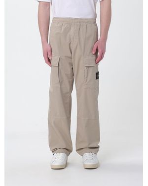 Stone Island Cotton Twill Cargo Trousers - Natural