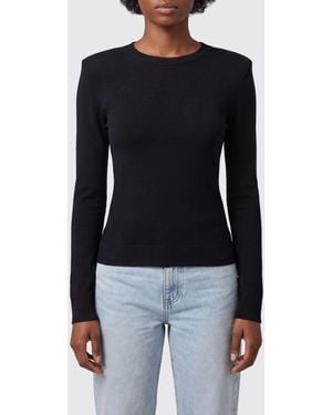 Dondup Slim Fit Viscose Blend Crewneck Sweater With Padded Shoulders - Blue