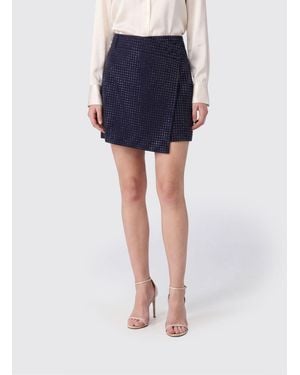 Pinko Slim-Fit-Bleistift-Minirock Mit Strass Und Versetztem Verschluss - Blau
