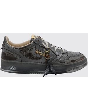 Autry Medalist Low Super Vintage Patent Leather Trainers With Worn Effect - Grey