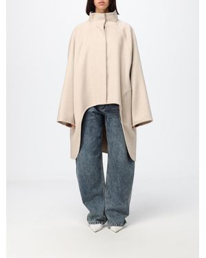 Alaïa Oversized Cashmere Cape With Funnel Neck And Asymmetrical Hem - Blue