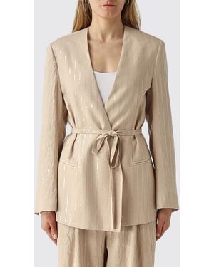 MEIMEIJ Viscose Robe Blazer With Sequins - Natural