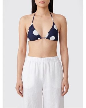 Jacquemus Triangel-Bikini-Top Aus Polyamid Mit Polka-Dots Und Bindebändern - Blau
