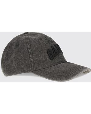 Ganni Denim-Baseballkappe Mit Blumenstickerei Und Logo - Grau