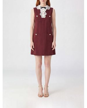 Self-Portrait Schulterfreies Crêpe-Midikleid Für Cocktails Mit Spitze - Rot