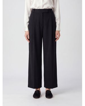 Giorgio Armani High-Waisted Wide-Leg Tailored Silk Trousers - Blue