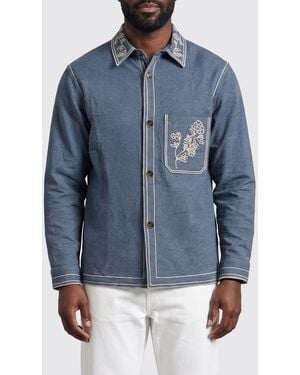 Isabel Marant Embroidered Cotton Rudy Overshirt - Blue