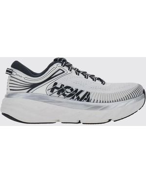 Hoka One One Bondi 7 Lightweight Cushioned Technical Fabric Trainers - White