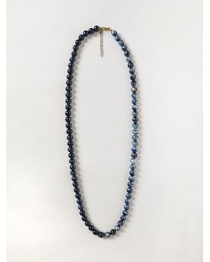 ALLUJEWELS Metal Necklace With Application Of Colored Stones And Crystals - White