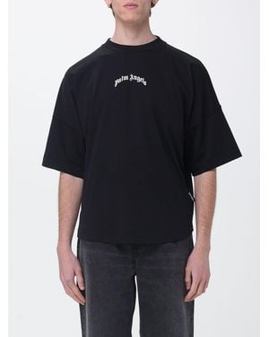 Palm Angels Cotton T-Shirt With Logo - Black