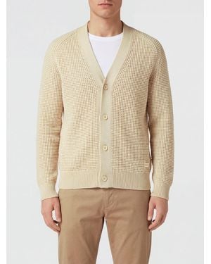 BOSS V-Neck Cotton-Blend Cardigan With Button Closure - Natural