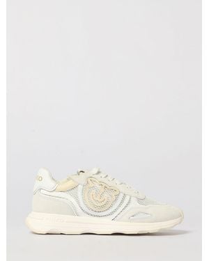 Pinko Zoe Suede And Mesh Sneakers - Natural