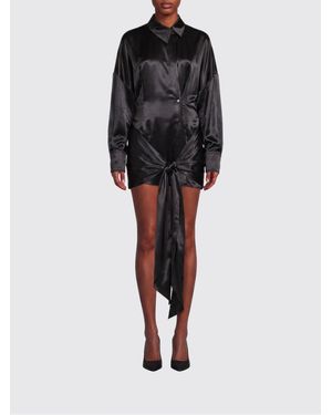 The Attico Satin Shirtdress - Black