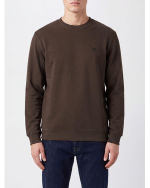 Dondup Cotton Crewneck Sweater With Contrast Logo - Brown