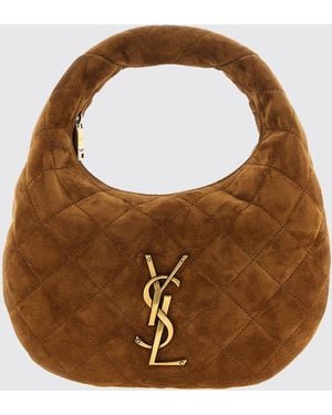 Saint Laurent Bolso De Mano Icarino De Ante Acolchado Con Logo Ysl - Marrón