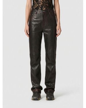 Golden Goose Straight Leather Trousers - Black