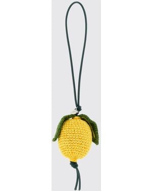 JW Anderson Crochet Cotton Keychain With Metallic Logo - White