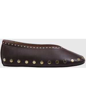 Ganni Jenny Studded Recycled-Material Ballet Flats - Brown