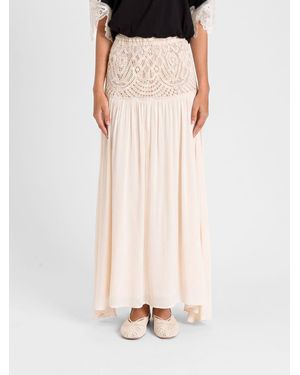 Twinset Viscose And Macramé Skirt - Natural