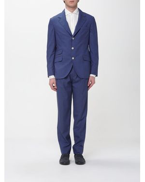 Brunello Cucinelli Single-Breasted Linen Blend Suit - Blue