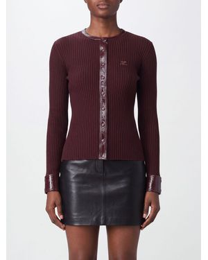 Courreges Courr&Egrave	Ges Slim Fit Ribbed Jersey Crewneck Cardigan - Purple