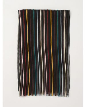 Paul Smith Striped Silk Blend Scarf - Black