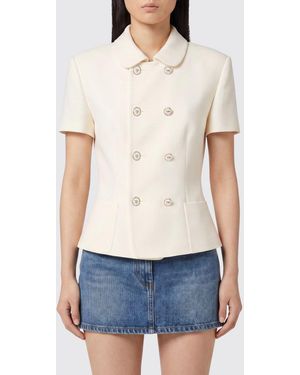 Versace Double-Breasted Virgin Wool Blazer - White