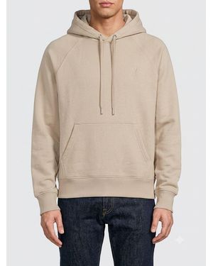Ami Paris Sudadera Con Capucha De Algodón Relaxed Fit Con Hombros Caídos Y Bolsillo Canguro - Neutro