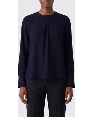 forte_forte Viscose Blend Long-Sleeved Crewneck Blouse - Blue