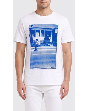 A.P.C. Printed Cotton T-Shirt - Blue