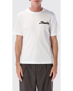 Lanvin Crew Neck Cotton T-Shirt With Contrast Logo - White