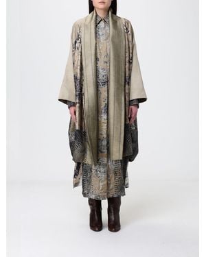 Antonio Marras Chaqueta Larga Tipo Bata De Con Cuello Chal Y Estampado De Rayas Florales - Metálico