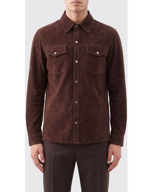 Salvatore Santoro Hemdjacke Aus Veloursleder Mit Aufgesetzten Taschen - Braun