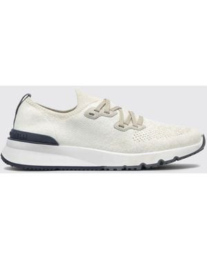 Brunello Cucinelli Cotton Knit Low Top Sneakers With Elasticized Ankle - White