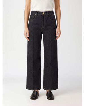 Brunello Cucinelli High-Waisted Cropped Wide Leg Denim Jeans With Monili - Black