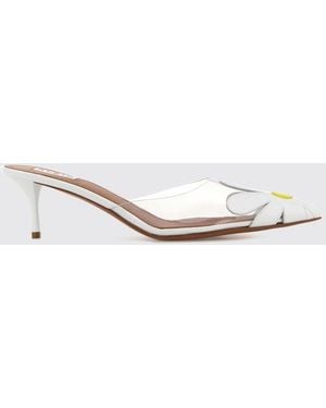 Alaïa Bloom Leather Mules With Flower Appliqué And Mid-Stiletto Heel - White