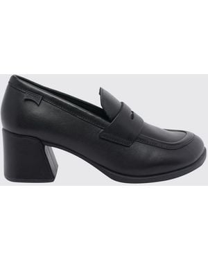 Camper Kora Calf Leather Loafers With Medium Heel And Rounded Toe - Black
