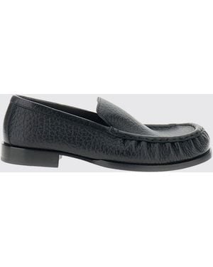 Dries Van Noten Mocasines Penny De Piel Bovina Graneada Con Tacón Bajo - Blanco