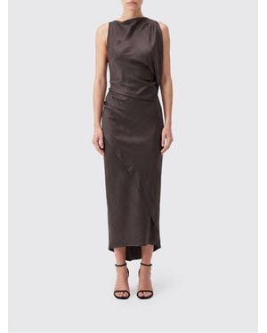 Victoria Beckham Kyra Asymmetrical Midi Dress With Bare Shoulders - Grey