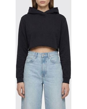Thom Krom Sudadera Cropped De Algodón Con Capucha - Azul
