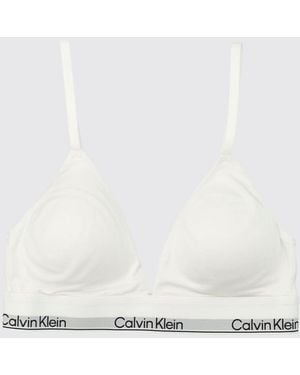 Calvin Klein Cotton Logo Bra - Natural
