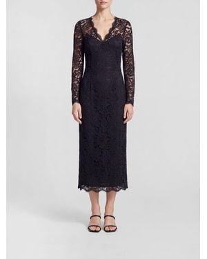 Dolce & Gabbana Dolce &Amp Gabbana Midi-Abendkleid Aus Transparenter Spitze Von Mit V-Ausschnitt - Blau